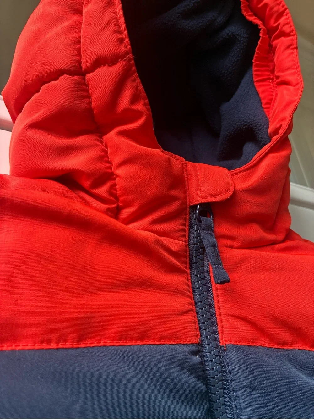 The Children's Place Navy and Orange Hooded full zip Puffer Jacket boys 3T